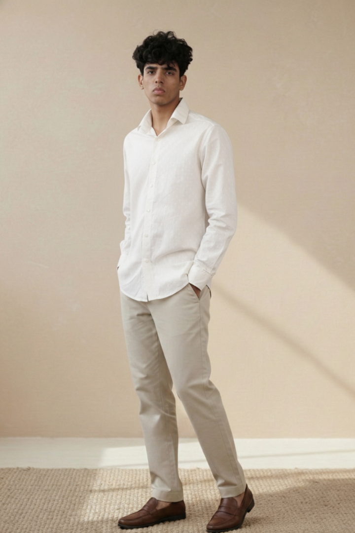 Pearl White Organic Cotton Regular Fit Shirt (Workwear)