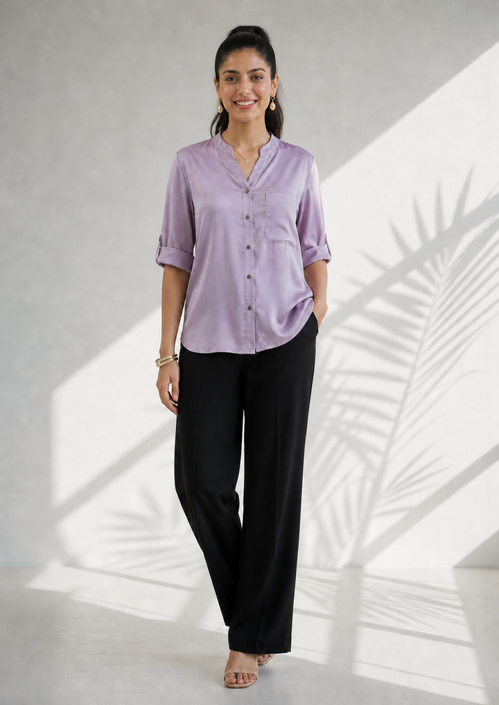 Lilac Cotton Twill Shirt  (Casual/ Workwear)