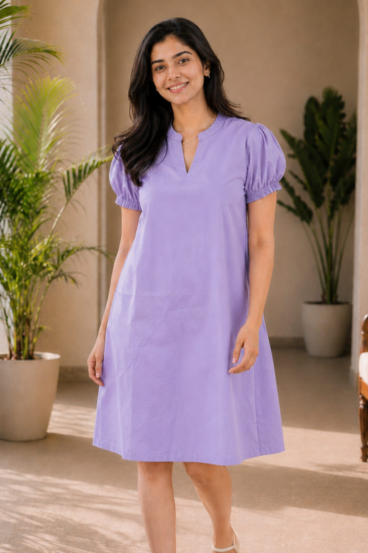 Lilac Organic Cotton Poplin Dress