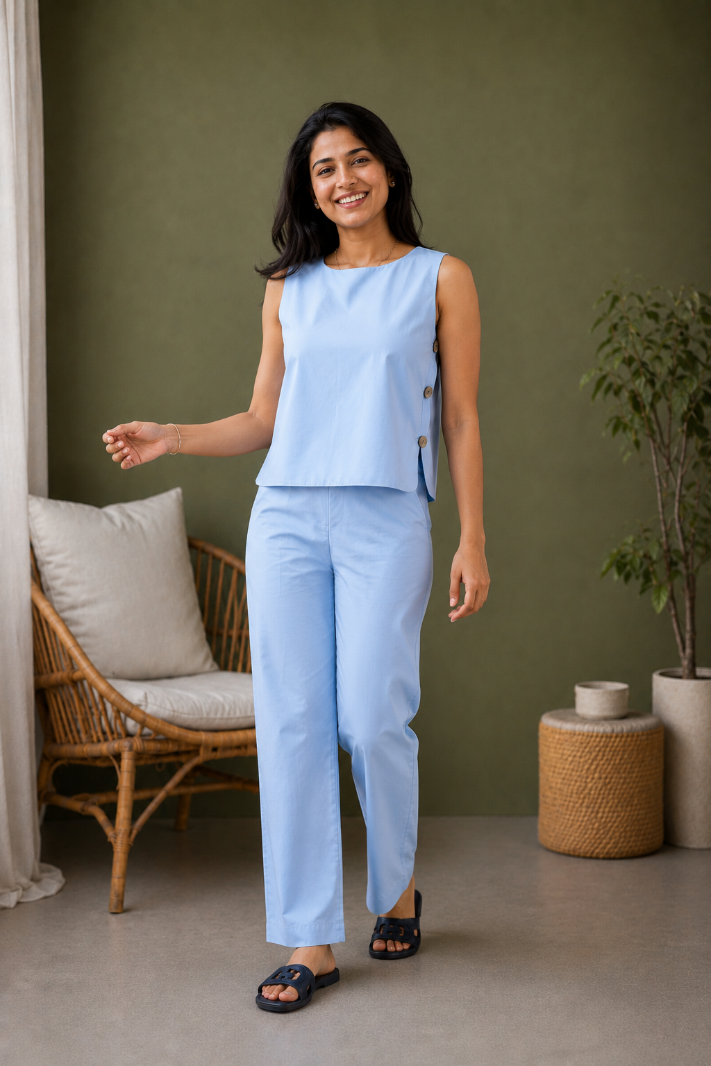 Powder Blue Organic Cotton Poplin Co-ord Set