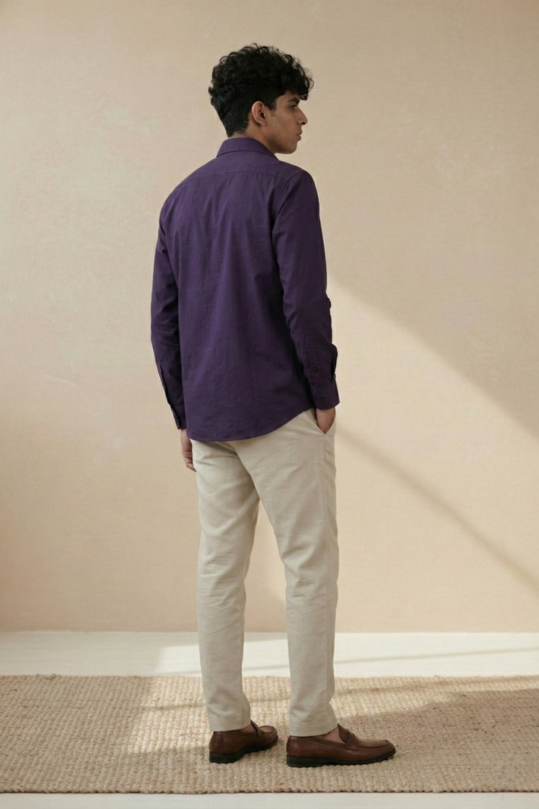 Purple Solid Organic Cotton Poplin Shirt (Everyday Casual)