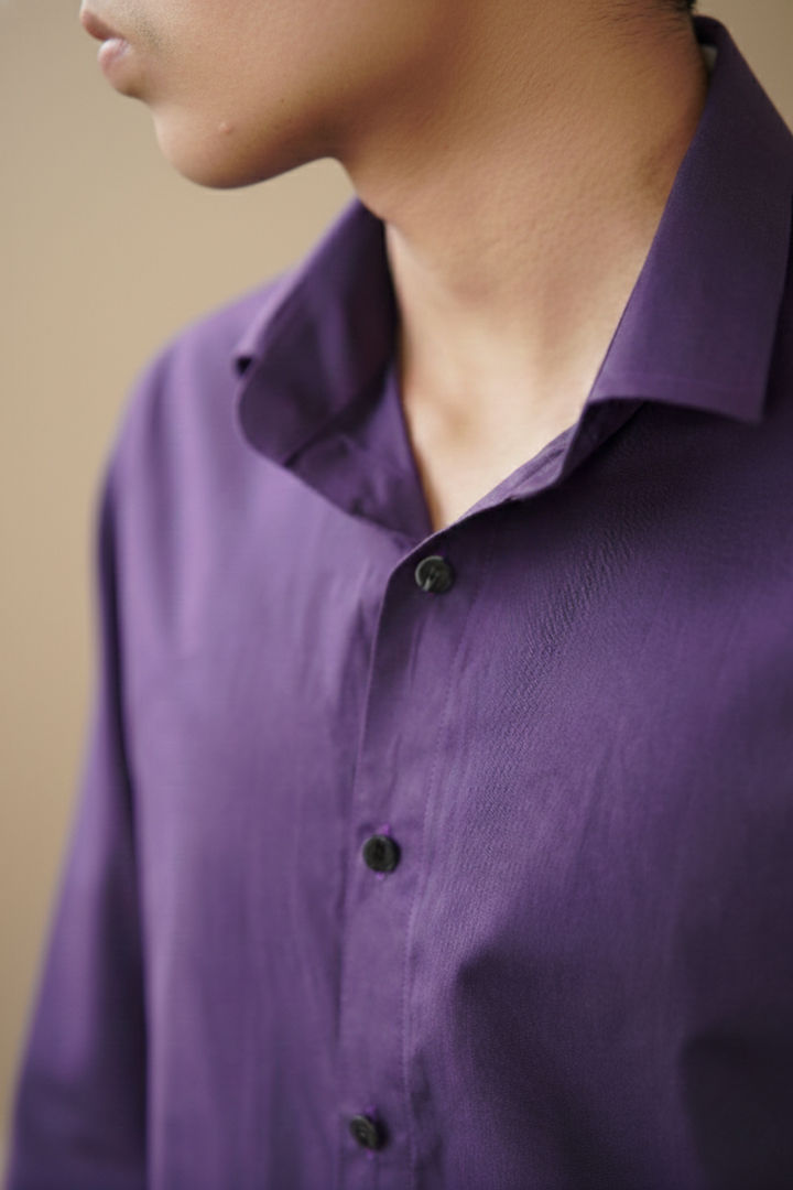 Purple Solid Organic Cotton Poplin Shirt (Everyday Casual)