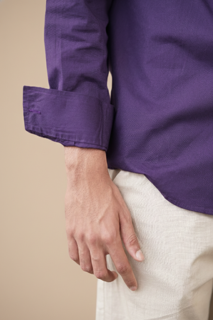 Purple Solid Organic Cotton Poplin Shirt (Everyday Casual)