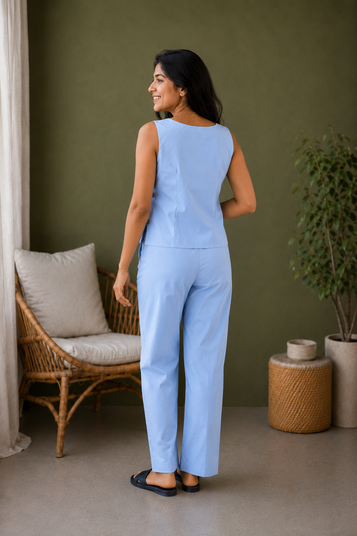 Powder Blue Organic Cotton Poplin Co-ord Set
