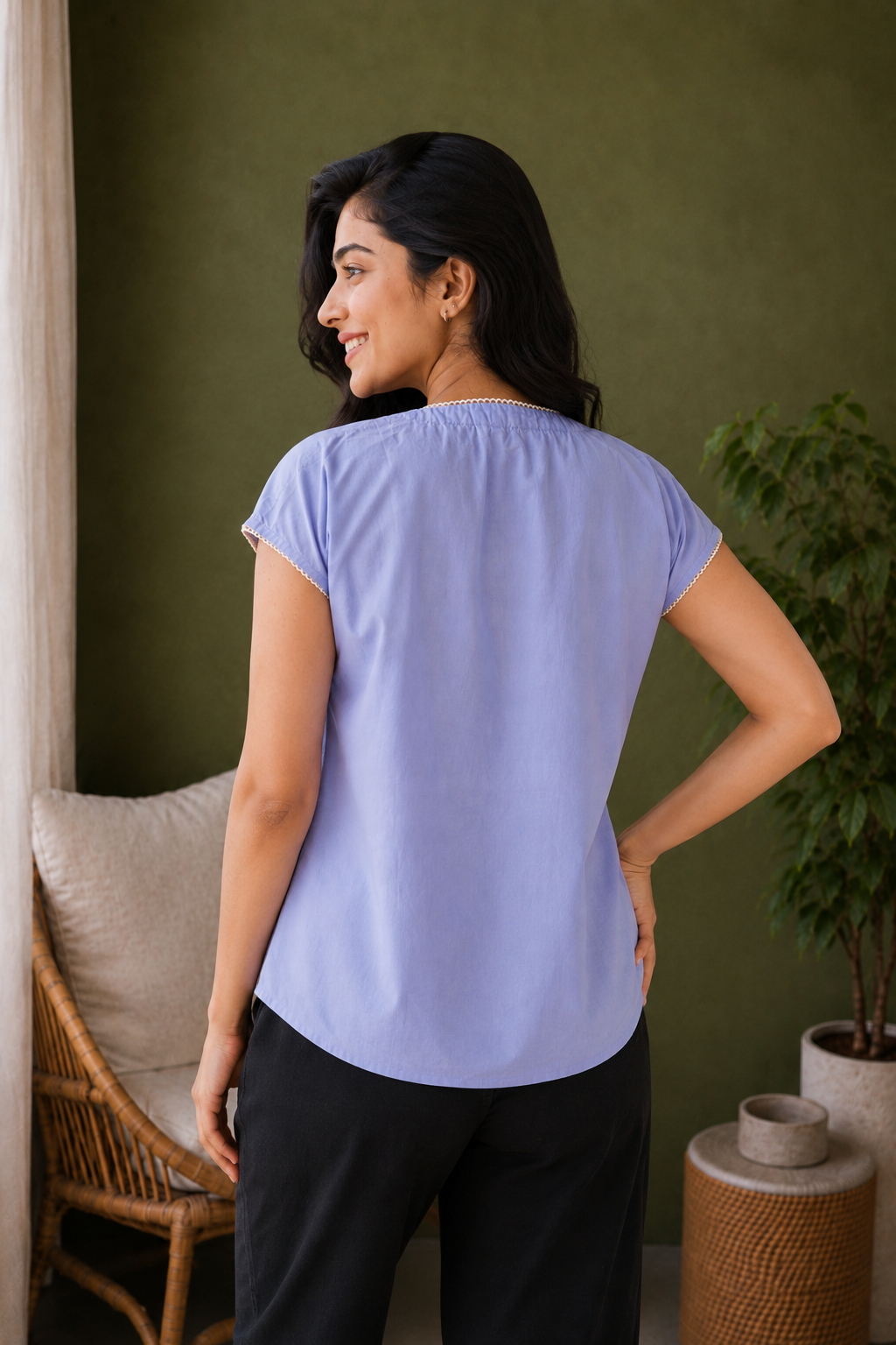Powder Blue Organic Cotton Sheeting Top