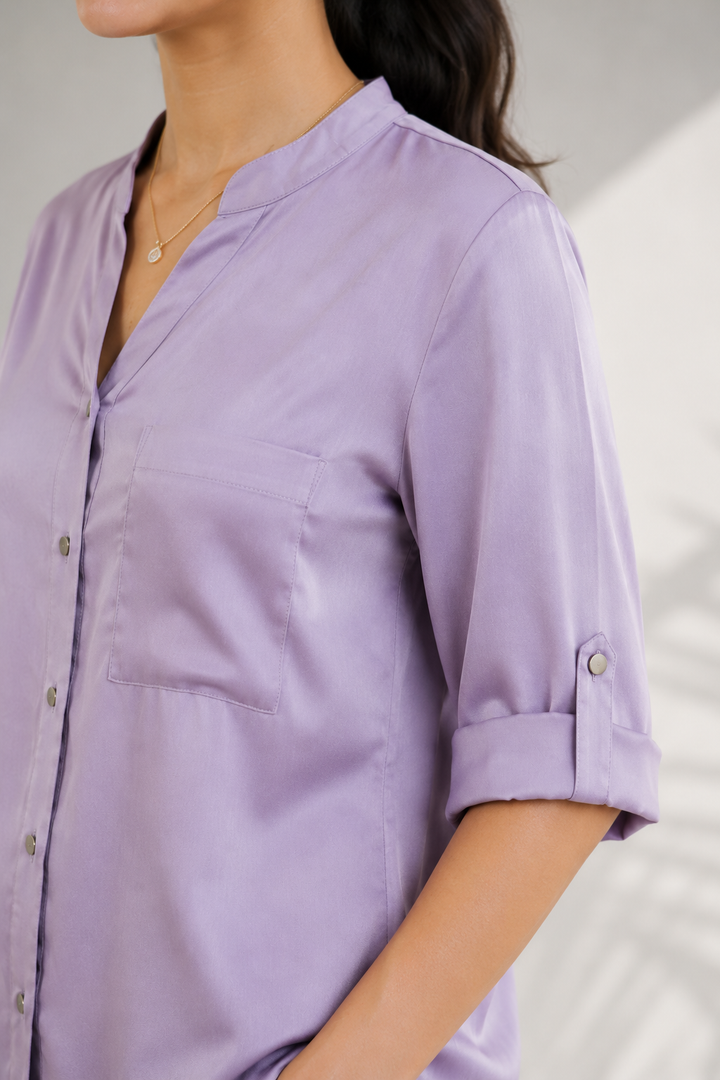 Lilac Cotton Twill Shirt  (Casual/ Workwear)
