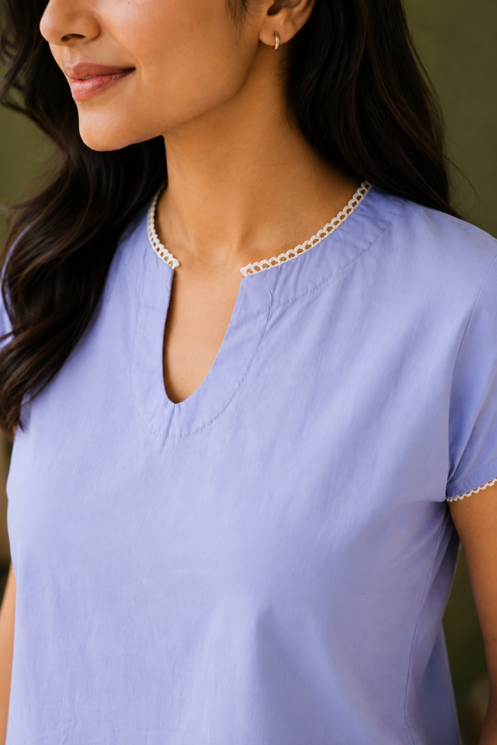 Powder Blue Organic Cotton Sheeting Top