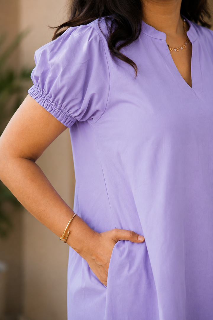 Lilac Organic Cotton Poplin Dress