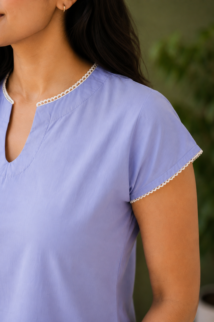Powder Blue Organic Cotton Sheeting Top