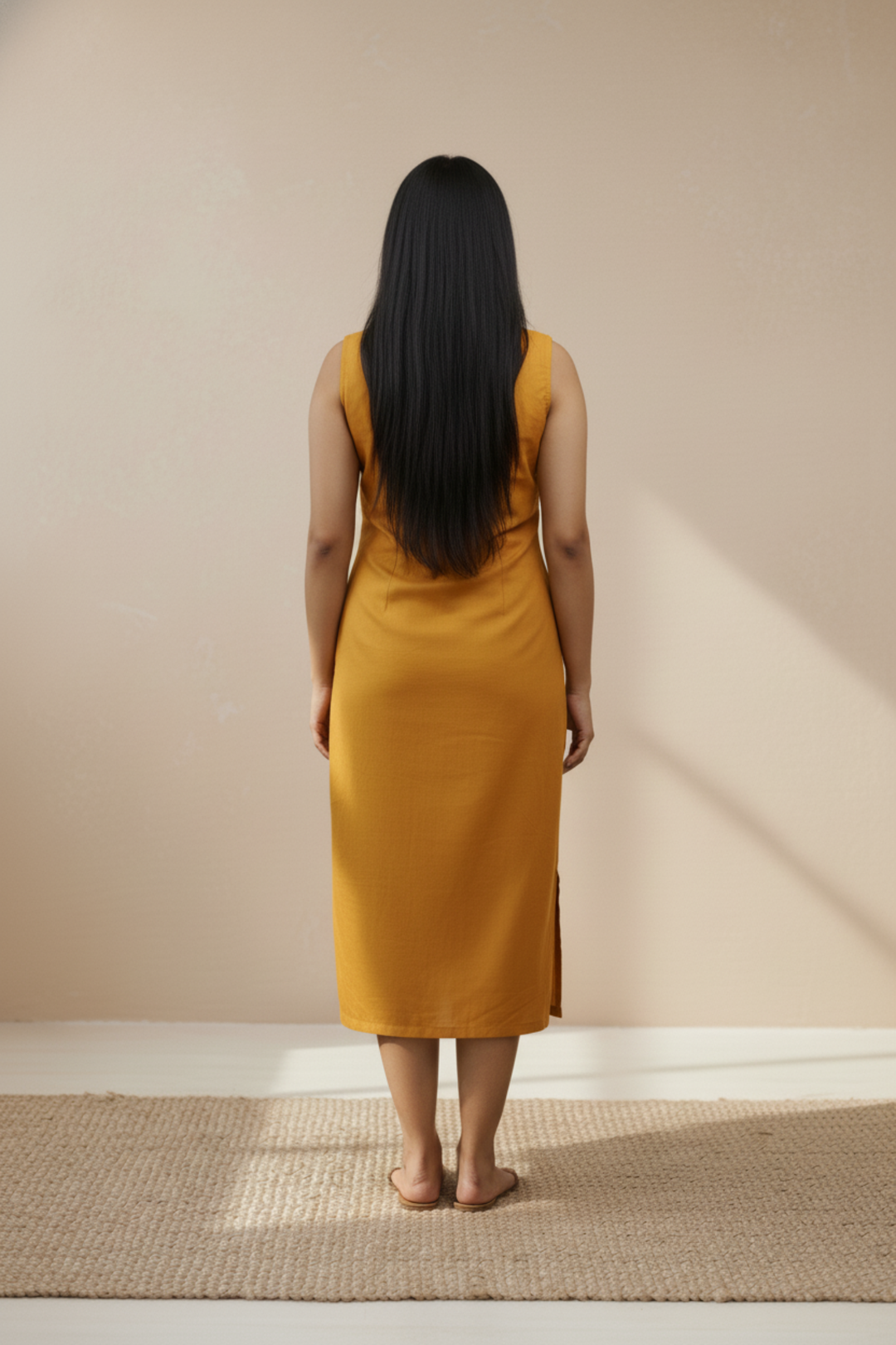 Mustard Breeze Linen Dress