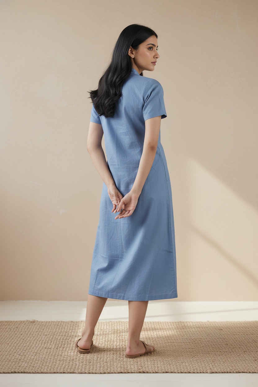 Grey Polished Poplin Dress