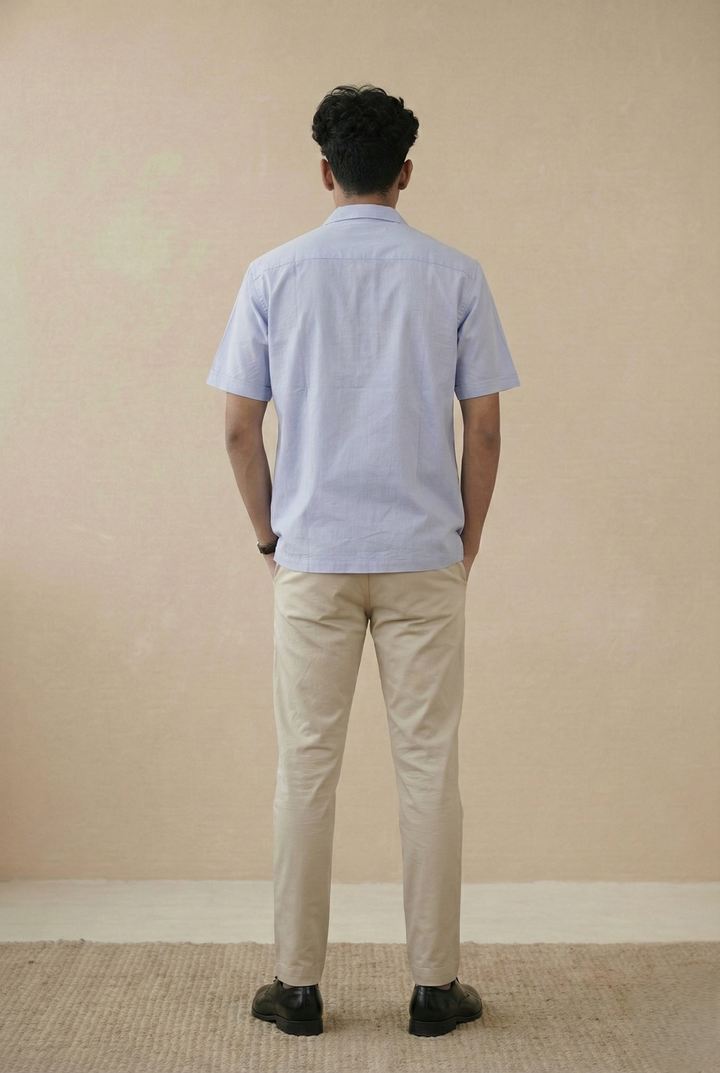 Periwinkle Blue Solid Organic Cotton Shirt (Everyday Casual)