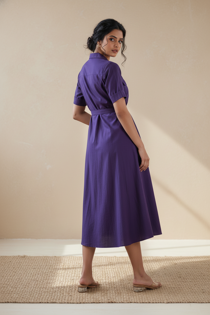 Berry Poplin Dress