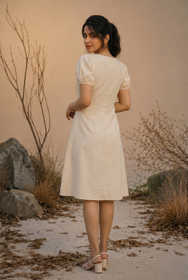 Floral Embroidered Cotton Poplin Midi Dress (Casual Summerwear)