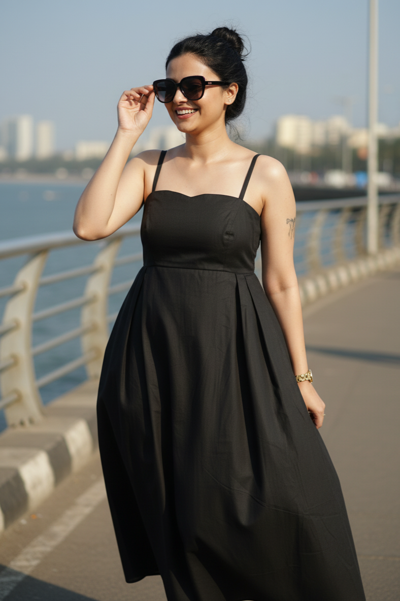 Black Heart Poplin Dress