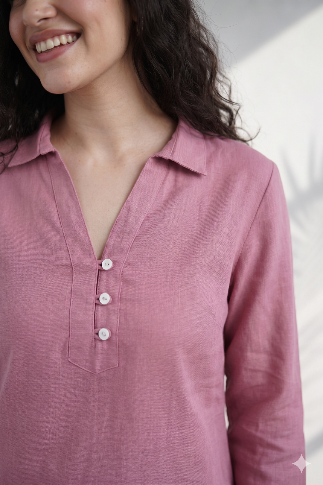Mauve pink Solid Cotton Linen Co-ord Set (Workwear)