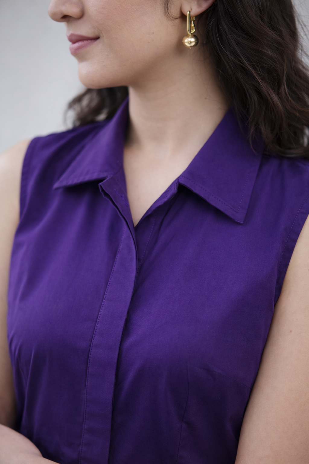 Amethyst Purple Cotton Midi Dress (Casual Summerwear)