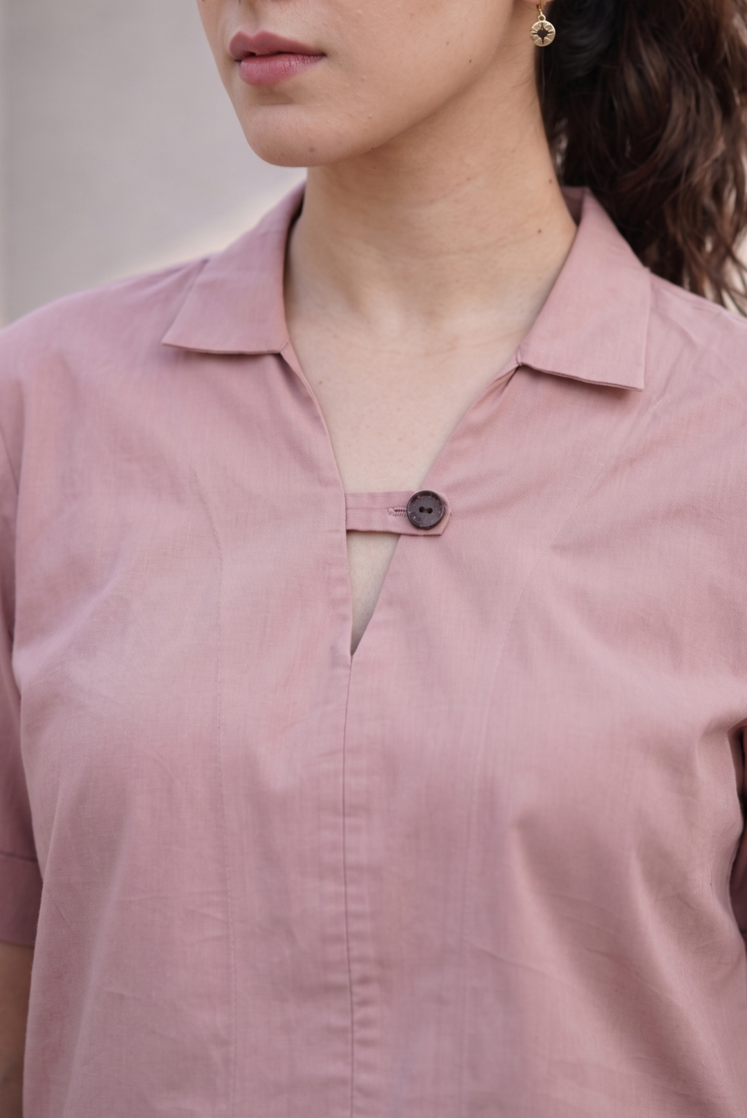 Rose Pink Cotton-Linen Co-ord Set (Workwear)