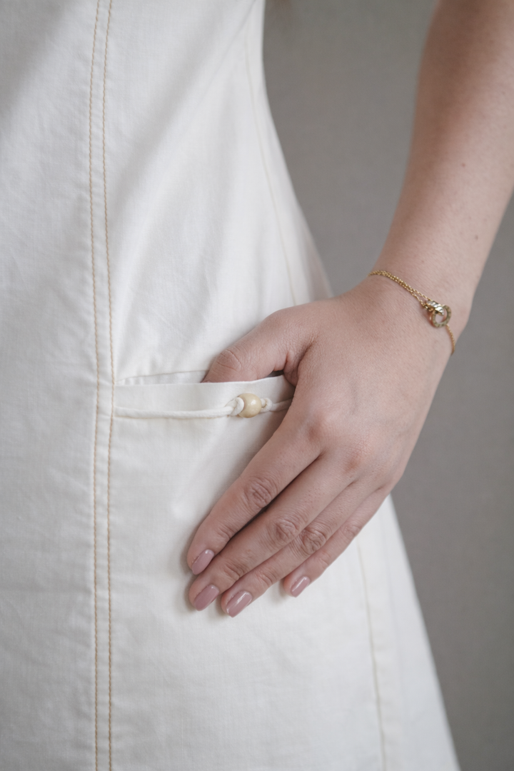 Vanilla Cream Cotton Poplin Midi Dress (Casual Summerwear)