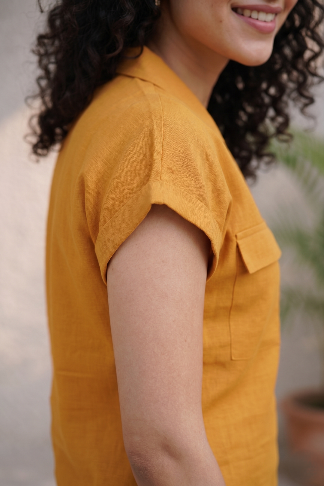 Mustard Yellow Linen-Cotton Co-ord Set (Workwear)