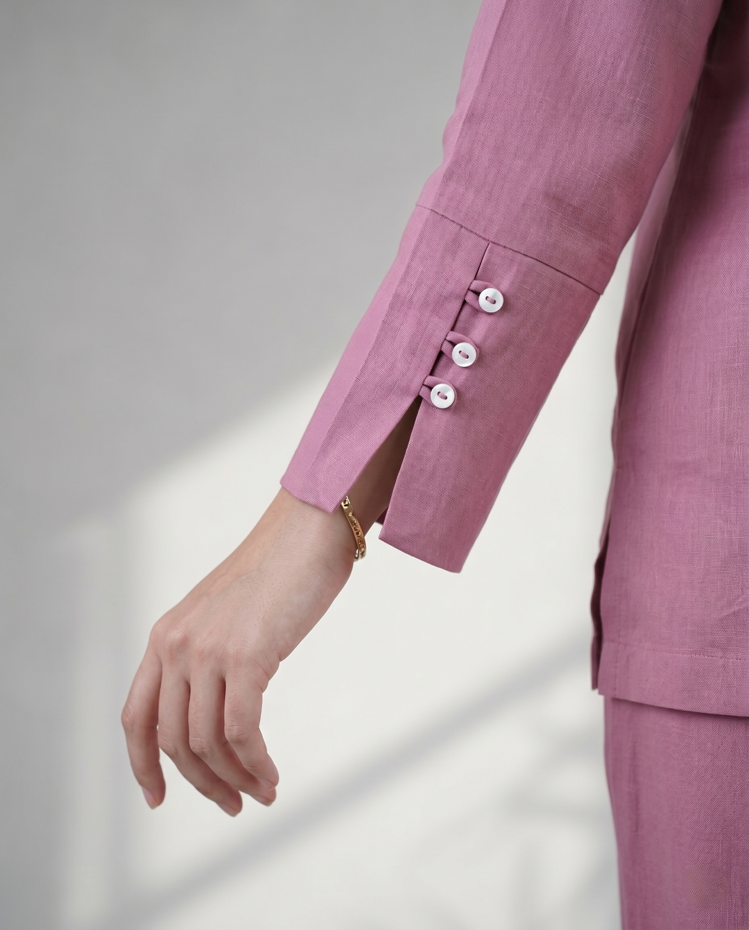 Mauve pink Solid Cotton Linen Co-ord Set (Workwear)