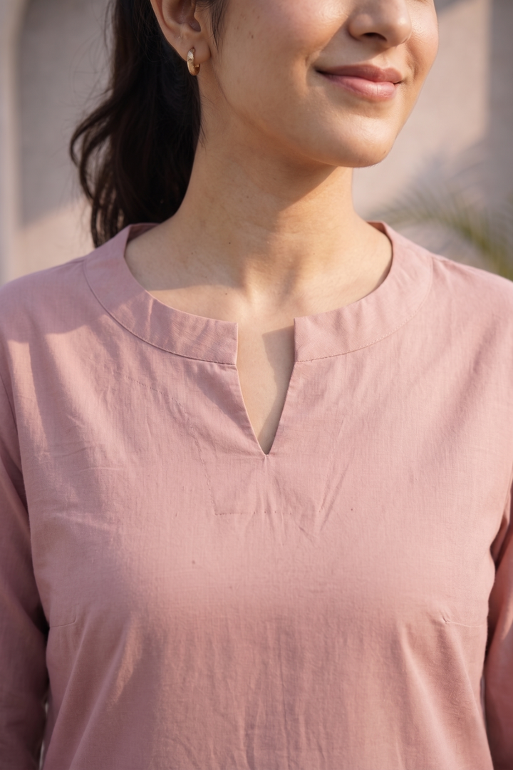Dusty Mauve Pink Organic Cotton Poplin Co-ord Set (Casual/ Workwear)
