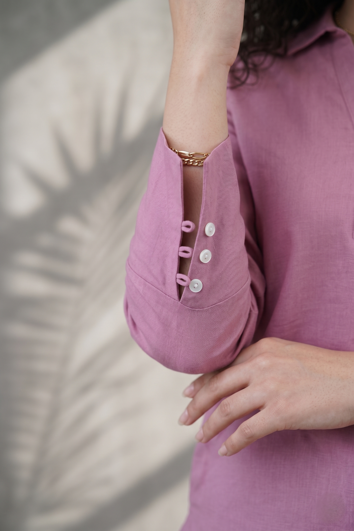 Mauve pink Solid Cotton Linen Co-ord Set (Workwear)