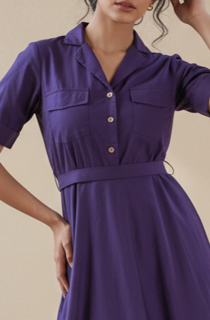 Berry Poplin Dress