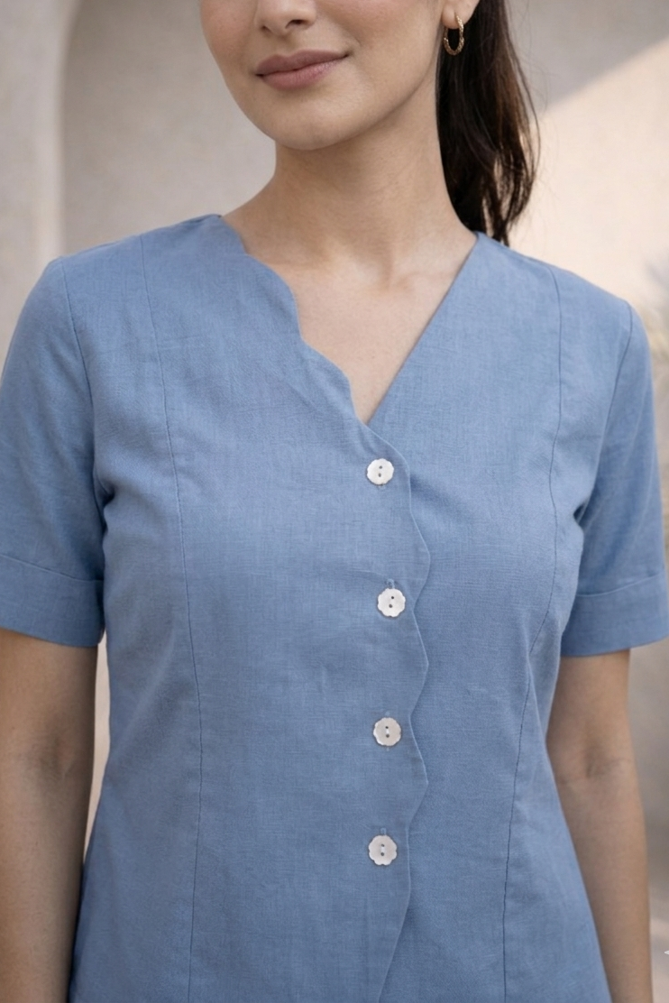 Smoky Blue Organic Cotton Co-ord Set (Workwear)