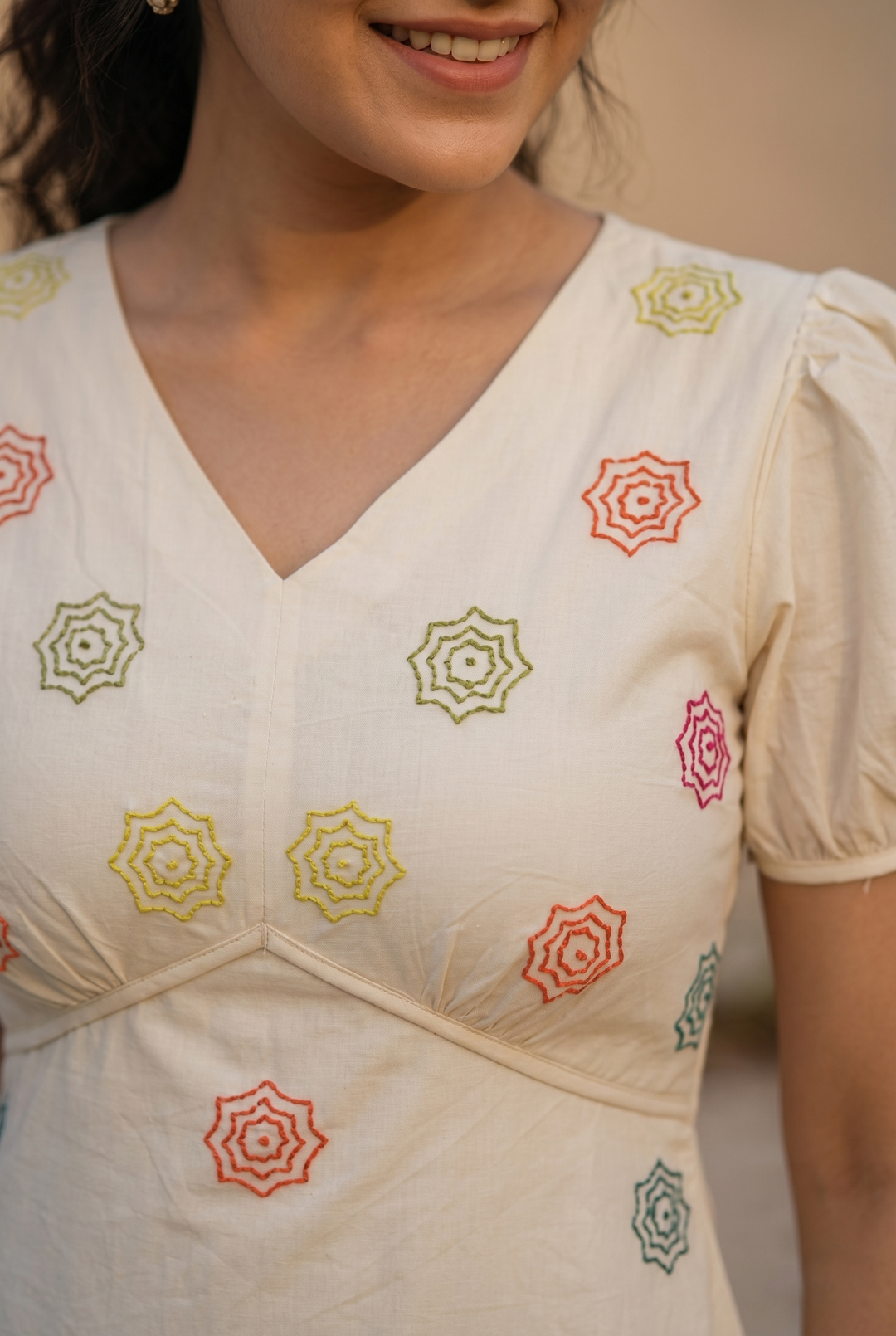 Floral Embroidered Cotton Poplin Midi Dress (Casual Summerwear)
