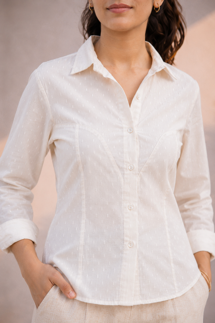 Ivory Organic Cotton Dobby Shirt (Workwear)