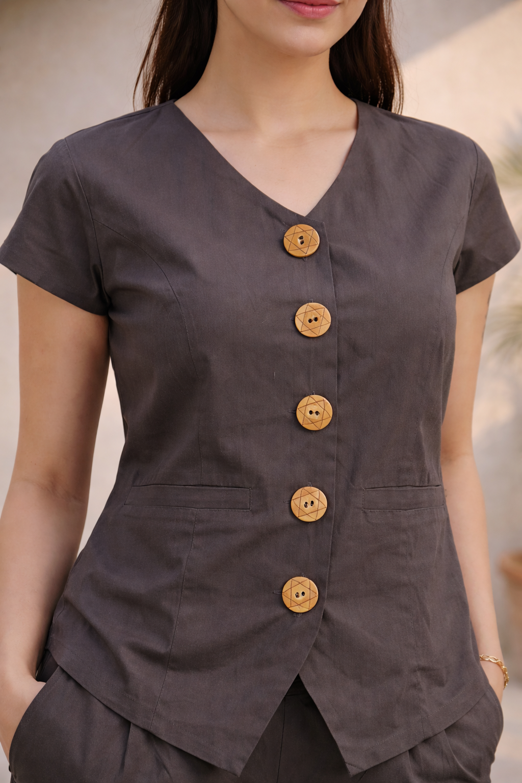 Ash Brown Organic Cotton Poplin Waistcoat Co-ord Set (Workwear)