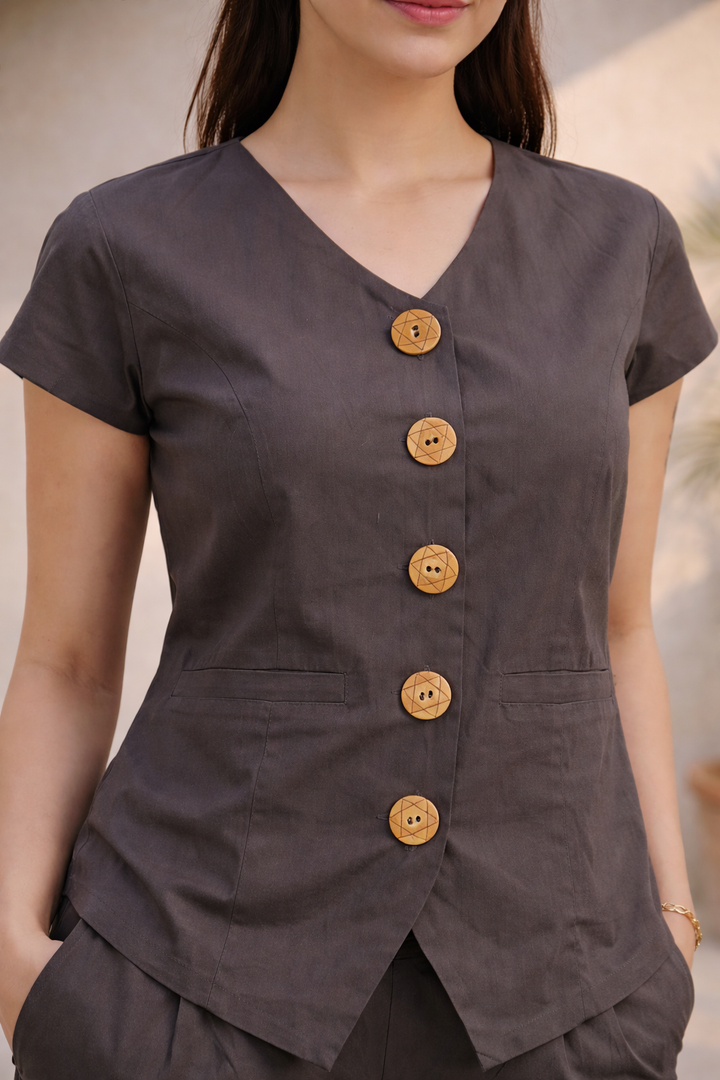 Ash Brown Organic Cotton Poplin Waistcoat Co-ord Set (Workwear)