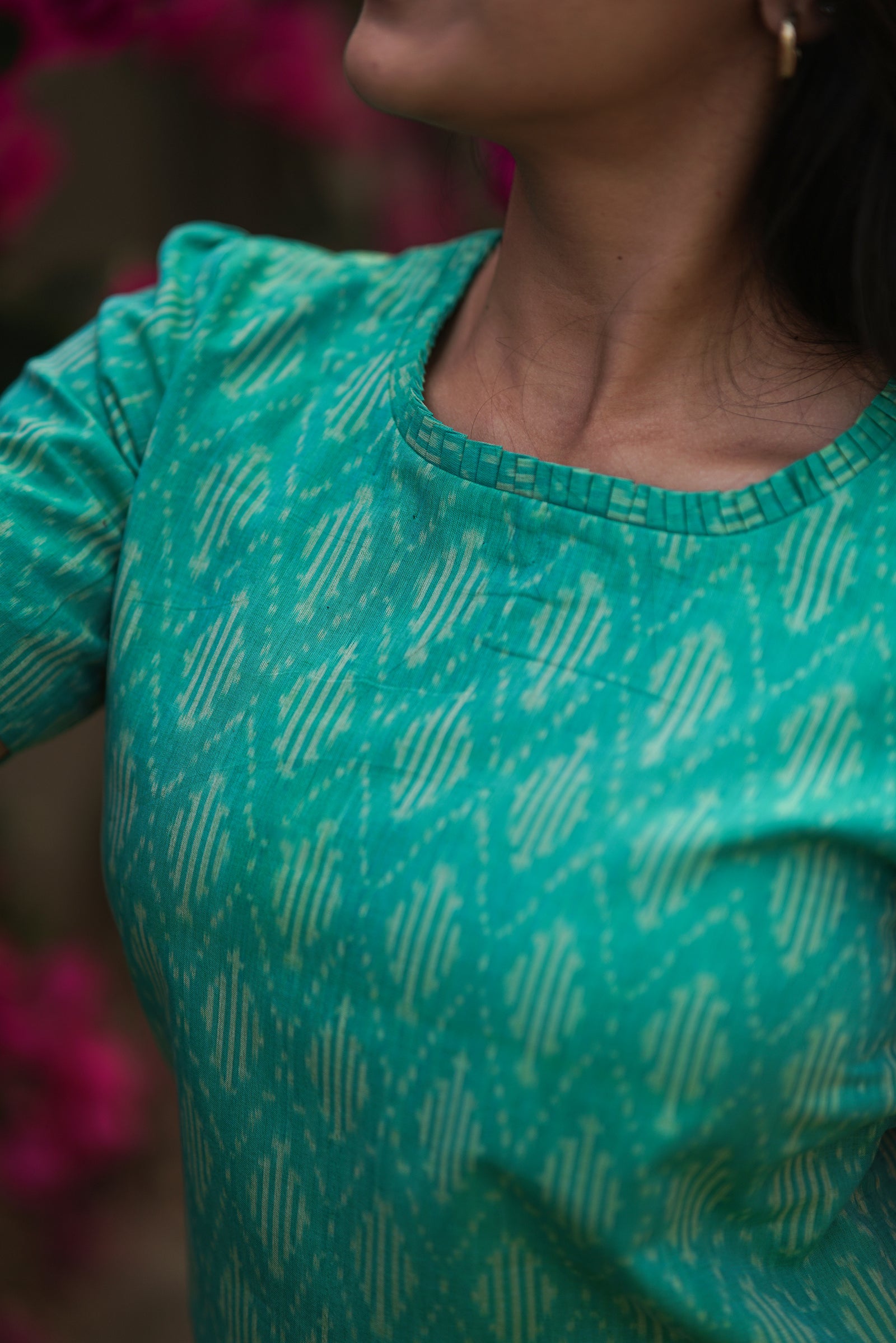 Turquoise Ikkat Print Cotton Co-ord Set (Casual)