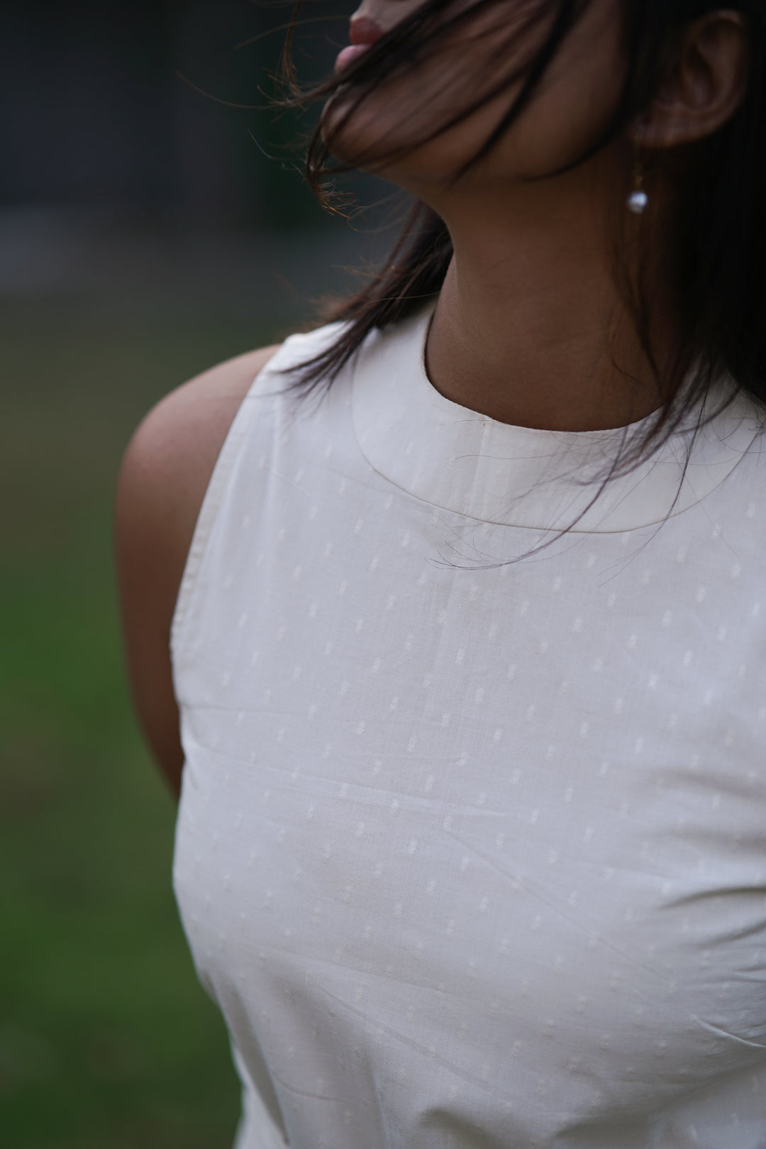 Alba Cord Dress | Drawstring Detail in Cotton Dobby