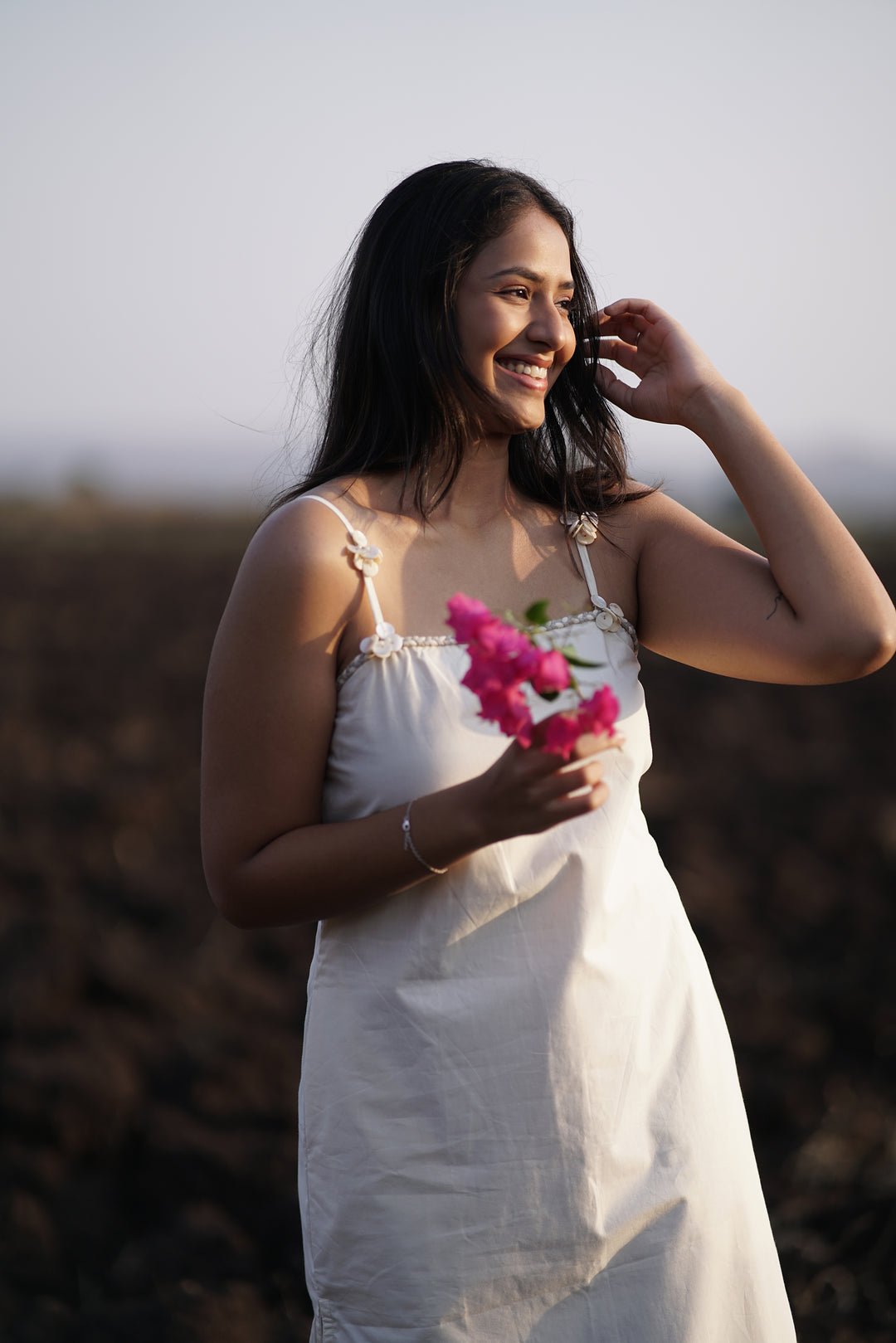 Off-White Cotton Poplin Maxi Dress (Casual Summerwear)