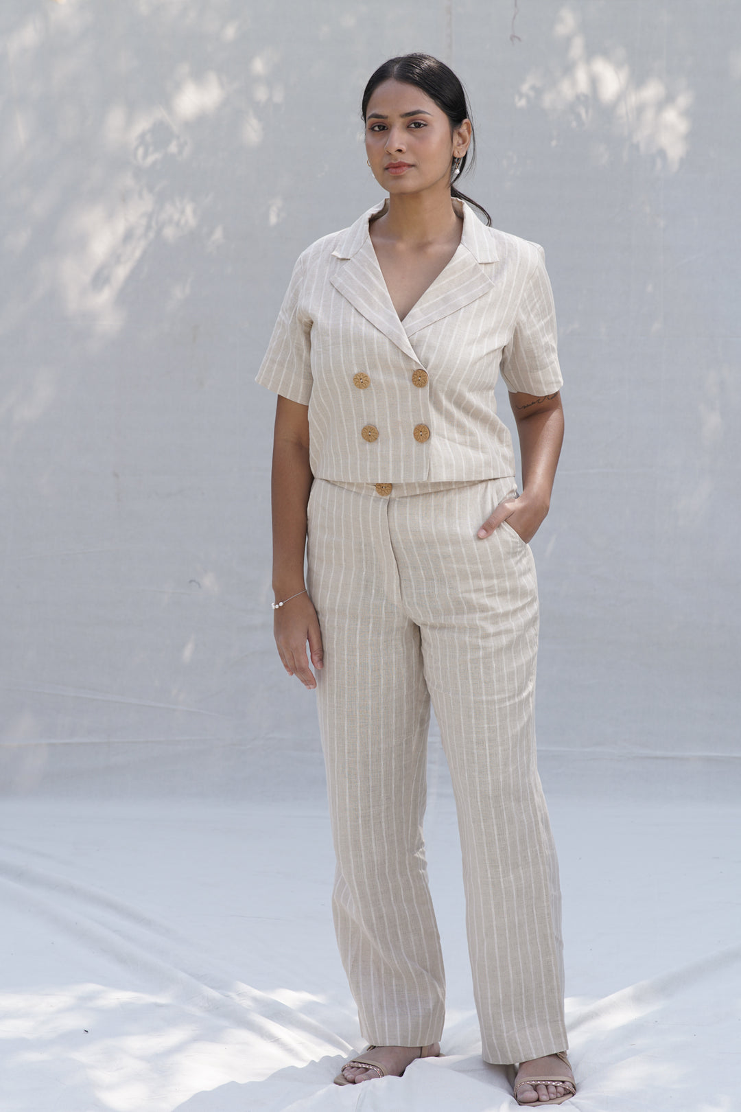 Peche Tailor Set | Striped Linen Blazer & Trouser Co-Ord