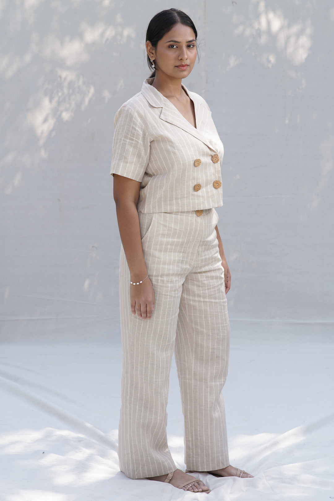Peche Tailor Set | Striped Linen Blazer & Trouser Co-Ord