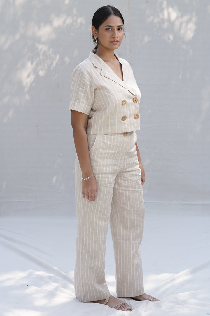 Peche Tailor Set | Striped Linen Blazer & Trouser Co-Ord