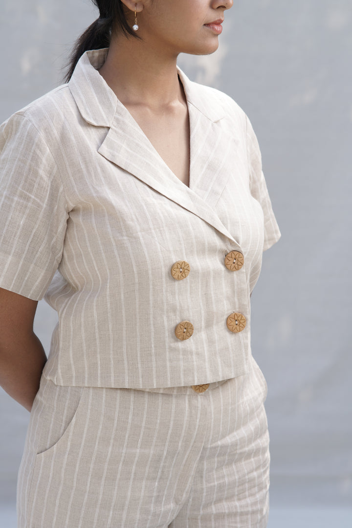 Peche Tailor Set | Striped Linen Blazer & Trouser Co-Ord