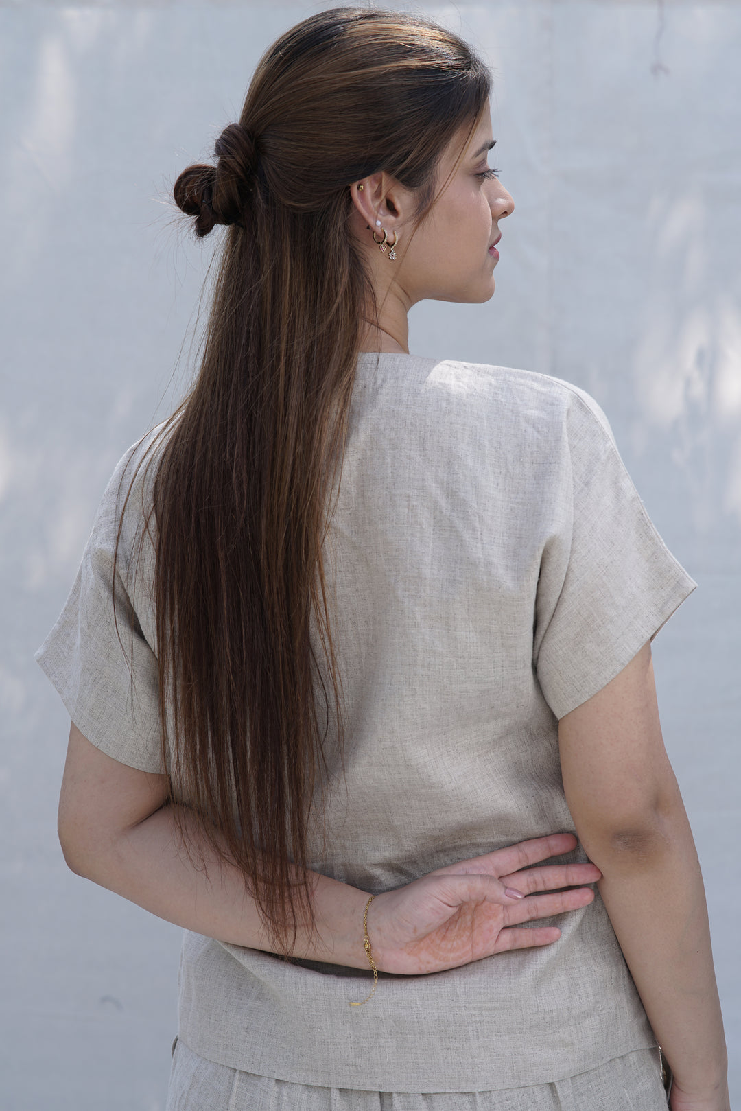 Chalk Align Set | Co-Ord in Hemp with Asymmetrical Button Detail