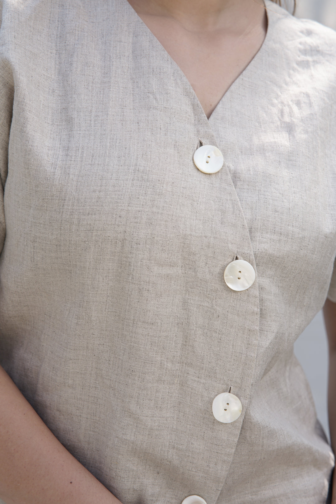 Chalk Align Set | Co-Ord in Hemp with Asymmetrical Button Detail