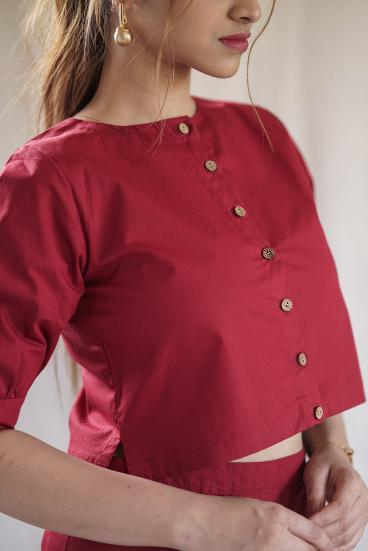 Carmine Form Set | Juliet Sleeve Top & Pencil Skirt in Organic Cotton
