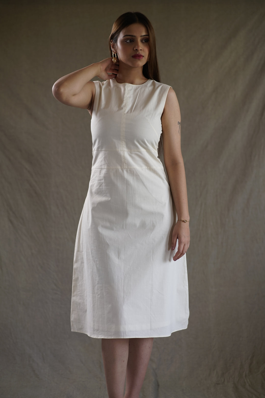 Crema Linea Dress | A-Line in Organic Cotton