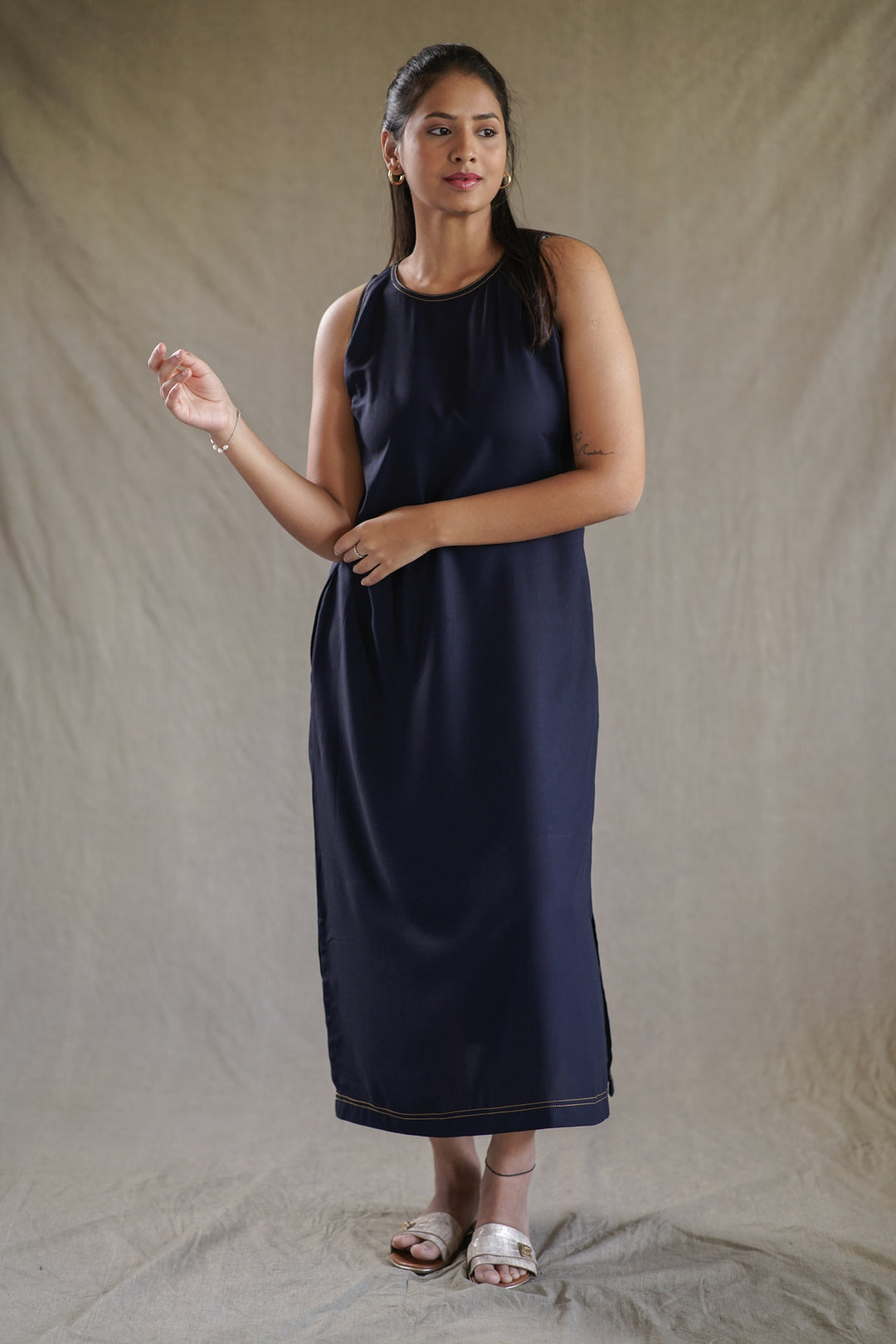 Nox Stitch Dress | Sleeveless Straight Dress in Ecovero