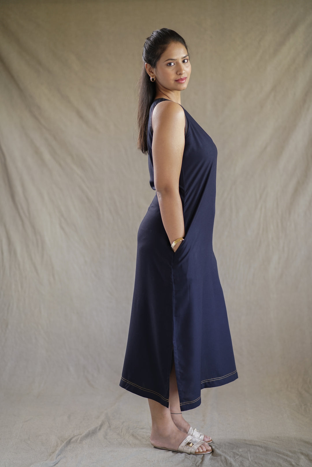 Nox Stitch Dress | Sleeveless Straight Dress in Ecovero