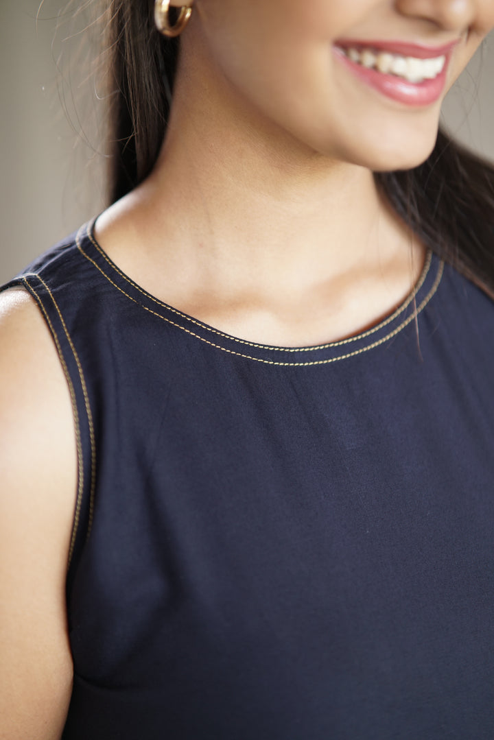 Nox Stitch Dress | Sleeveless Straight Dress in Ecovero