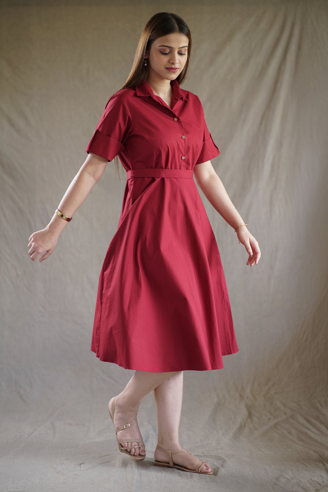 The Carmine Tab Shirt Dress