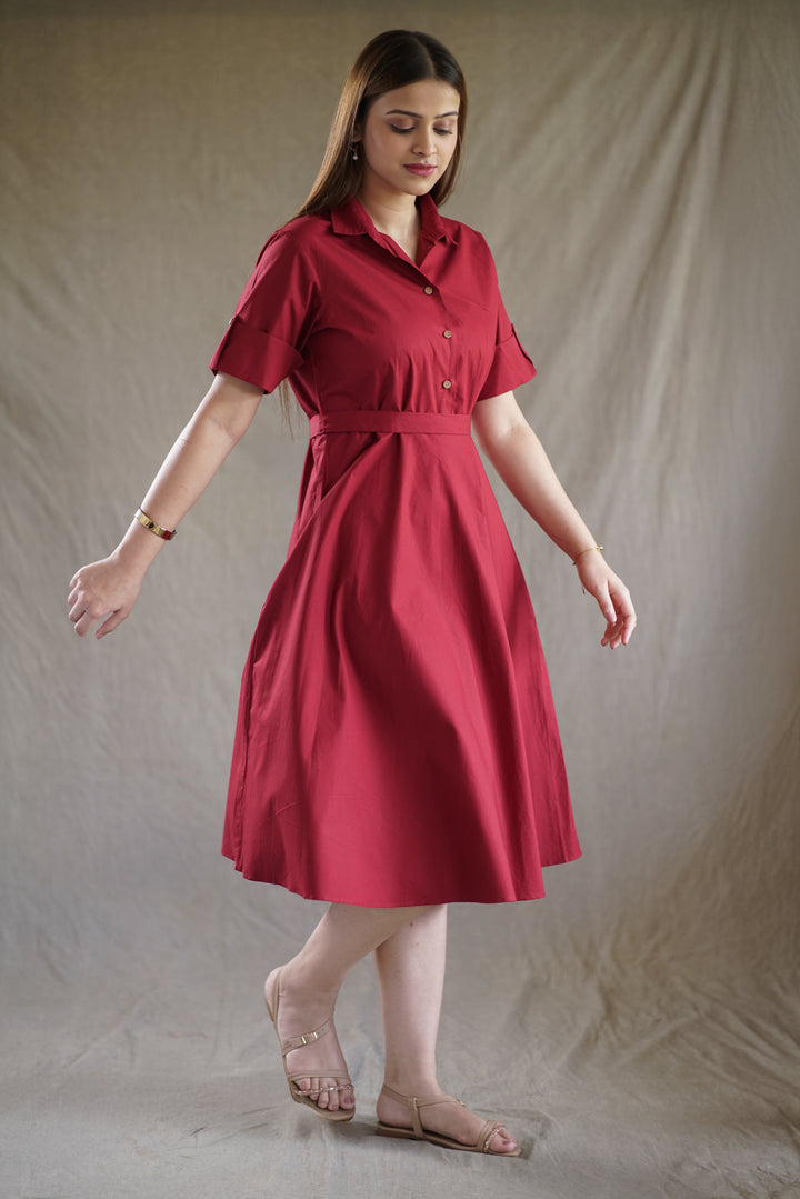 The Carmine Tab Shirt Dress