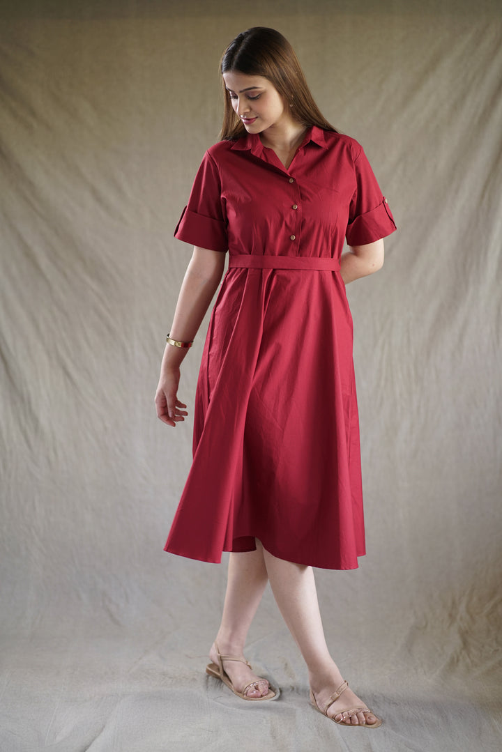 The Carmine Tab Shirt Dress